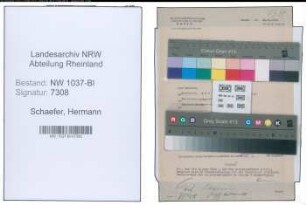 Entnazifizierung Hermann Schaefer , geb. 07.04.1896 (Bahnsekretaer)