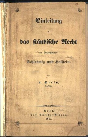 Einleitung in das ständische Recht der Herzogthümer Schleswig und Holstein