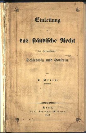Einleitung in das ständische Recht der Herzogthümer Schleswig und Holstein