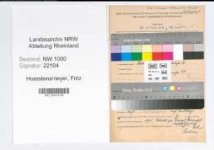 Entnazifizierung Fritz Hoerstensmeyer, geb. 09.05.1896 (Buchhalter)