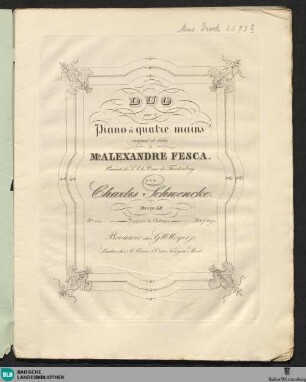 Duo pour le piano à quatre mains : Oeuvre 58
