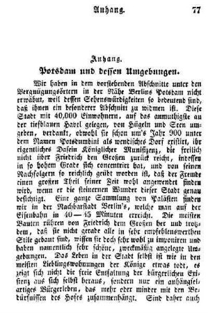 Anhang. Potsdam und dessen Umgebungen