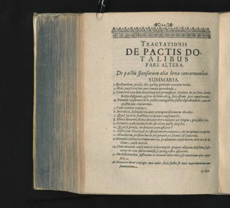 Tractationis De Pactis Dotalibus Pars altera. De pactis sponsorum alia bona concernentibus.
