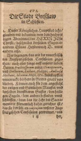 CVI. Die Stadt Breßlau in Schlesien.