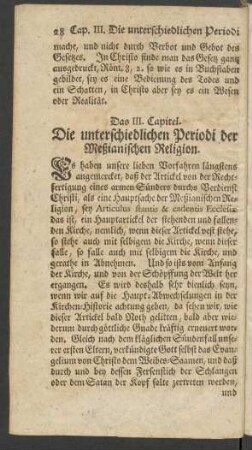 Das III. Capitel. Die unterschiedlichen Periodi der Meßianischen Religion