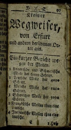 Ein kurzer Bericht wegen der Meilen. - N.B.