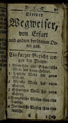 Ein kurzer Bericht wegen der Meilen. - N.B.
