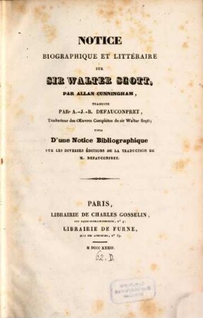 Notice biographique et littéraire sur Walter Scott