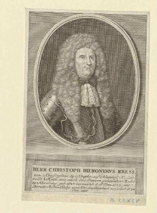 Christof Hieronymus Kress, Rat Kaiser Leopolds I. und Mitglied des Innern Geheimen Rats; geb. 1627; gest. 24. Janaur 1696