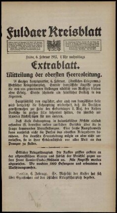 Zweite Ausgabe vom Samstag, den 06. Februar 1915.