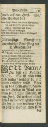 Inbrünstige Anruffung um würdige Geniessung des H. Abendmahls
