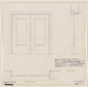 Haus des Rundfunks, Berlin-Charlottenburg: Restaurant, Zugang zum Dachgarten, Aufriss, Schnitt, Grundriss 1:10