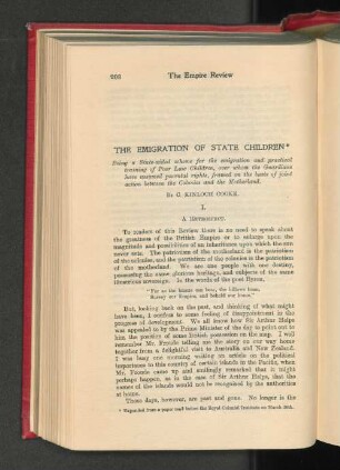 The Emigration of State Children.
