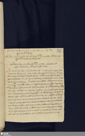 Bl. 35-36. Copie de la lettre du Pape escrite a Sa Majesté le Roy de Pologne. Copie de la lettre de S. M. T. C. au Roy de Pologne, 1734.