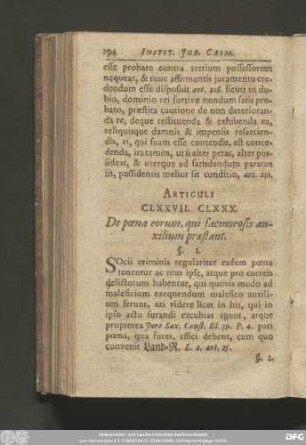 Articuli CLXXVII. CLXXX. De poena eorum, qui facinorosis auxilium praestant.