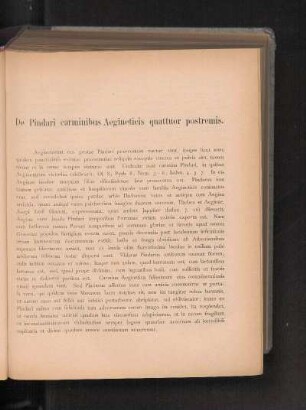 De Pindari Carminibus Aegineticis Quattuor Postremis.