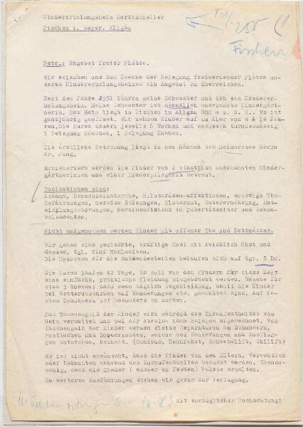 Kindererholungsheim Borttscheller in Fischen/Allgäu
