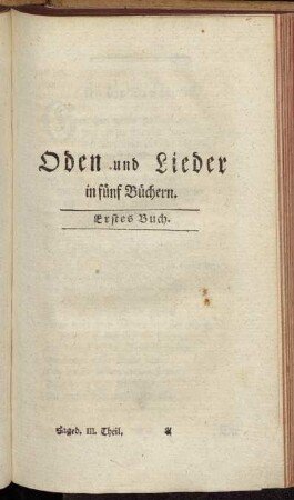 Oden und Lieder in fünf Büchern.