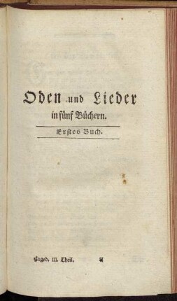 Oden und Lieder in fünf Büchern.