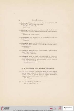 e) Kreussener und andere Fabrikate (Nr. 215 - 234)