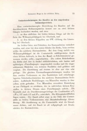 Contacterscheinungen des Basaltes an den umgebenden Sedimentgesteinen.