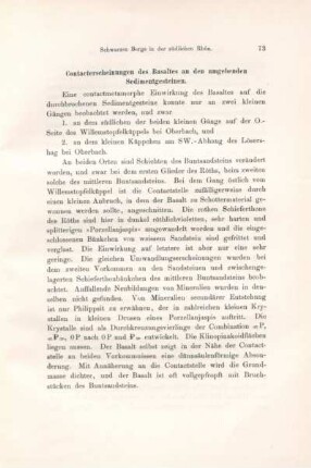 Contacterscheinungen des Basaltes an den umgebenden Sedimentgesteinen.