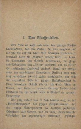I. Das Straßenleben