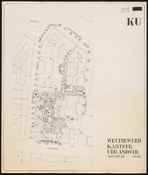 Städtebaulicher Wettbewerb, Kantstraße, Uhlandstraße, Berlin-Charlottenburg: Gartenplan 1:500