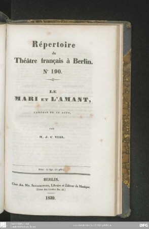 Le mari et l'amant : comédie en un acte