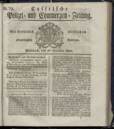 Nr. 79, Mittwoch den 3ten October. 1821