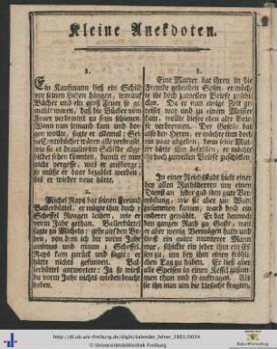 Kleine Anekdoten.