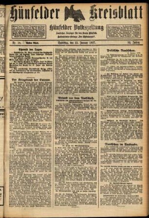 Zweite Ausgabe vom Samstag, den 22. Januar 1927.