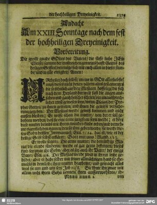 Andacht Am XXIII Sonntage nach dem fest der hochheiligen Dreyeinigkeit