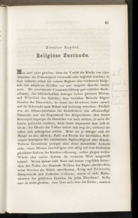 Zweites Kapitel. Religiöse Zustände.