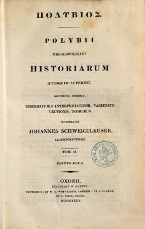 Polybii Megalopolitani Historiarum quidquid superest, 2