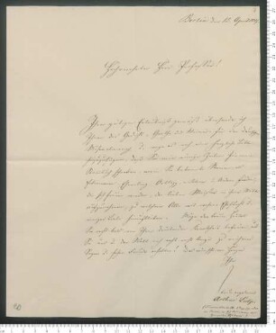 Brief von Arthur Lutze an Adelbert von Chamisso