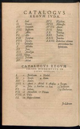 Catalogus Regum ...