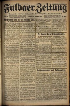 Erste Ausgabe vom Samstag, den 05. Oktober 1929.