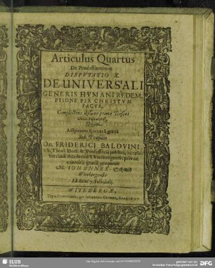 Articulus Quartus De Praedestinatione