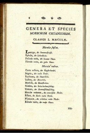 Genera Et Species Morborum Cutaneorum.
