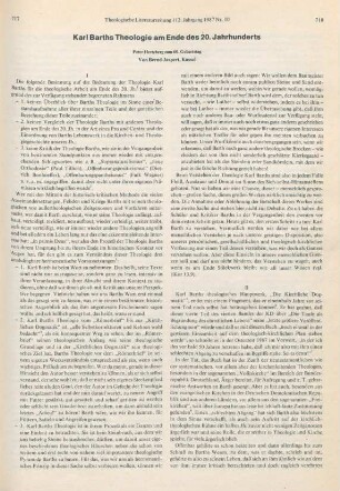 717 - 730 Karl Barths Theologie am Ende des 20. Jahrhunderts : Peter Hertzberg zum 60. Geburtstag