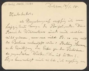 Brief an B. Schott's Söhne : 14.01.1914