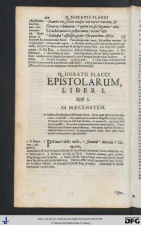 Epistolarum Liber I.