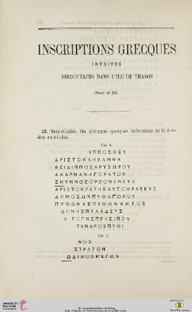 N.S. 13.1866: Inscriptions grecques inédites, [4] : découvertes dans l'ile de Thasos