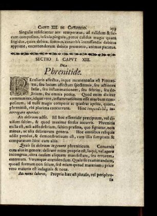 Sectio I. Caput XIII. De Phrenitide.