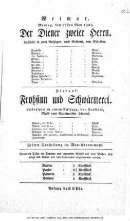 Frohsinn und Schwärmerei