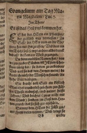 Evangelium am Tag Mariae Magdalene/ Luc. 7.