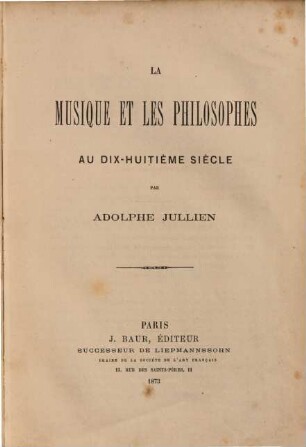 La musique et les philosophes au XVIIIe siècle