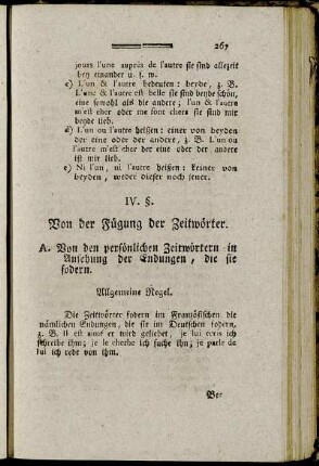 IV. §. Von der Fügung der Zeitwörter.
