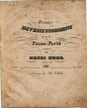 Premier divertissement pour le piano-forté : oeuvre 15